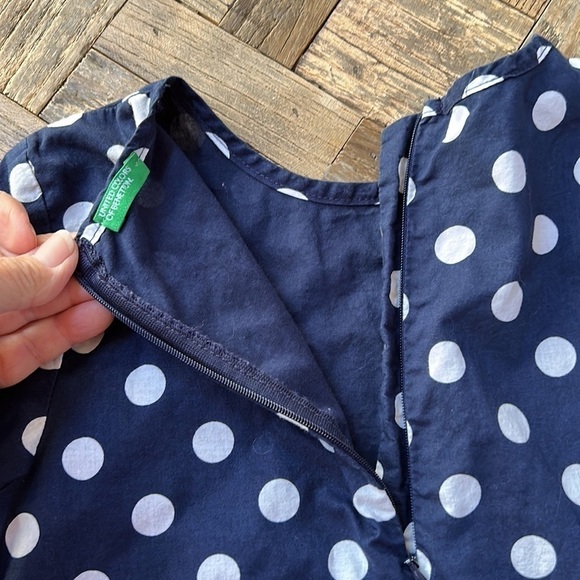 Benetton Girls Navy Polka Dot Dress - Picture 7 of 10